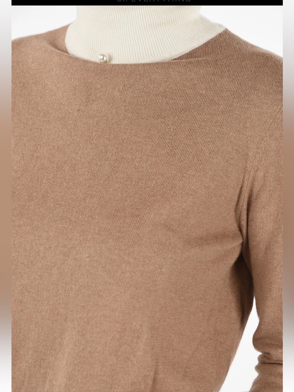 STAUD Urchin Contrast Turtleneck Sweater w/pearl Cream/Camel - Picture 2 of 6